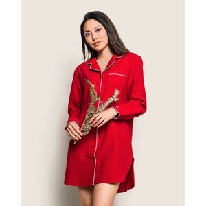 Petite Plume Women's Flannel Nightshirt in Red, size small